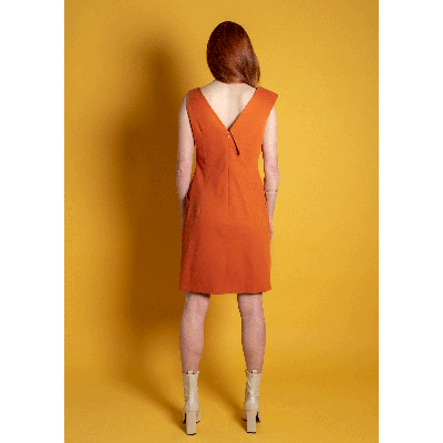Shop Femponiq Asymmetric Lapel Tailored Cotton Dress (burnt Orange)