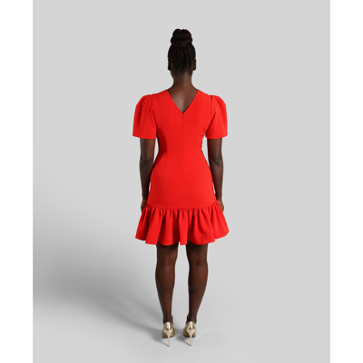 Shop Femponiq Pleated Shoulder Peplum Hem Cady Dress (watermelon Red)