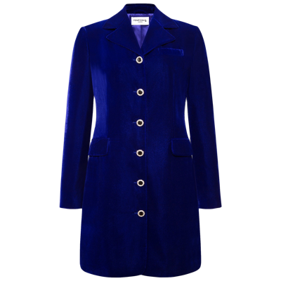 Shop Femponiq Velvet Tailored Blazer Dress In Blue