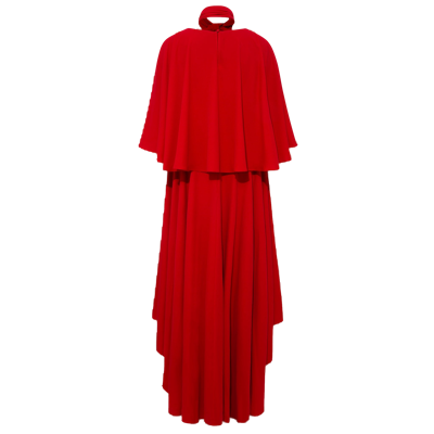 Shop Femponiq Bow Tie Neck Cape Sleeve Maxi Dress In Red