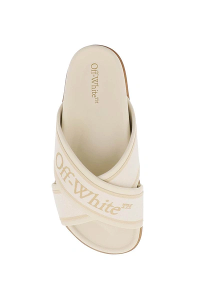 Shop Off-white Embroidered Logo Slides With In Neutro