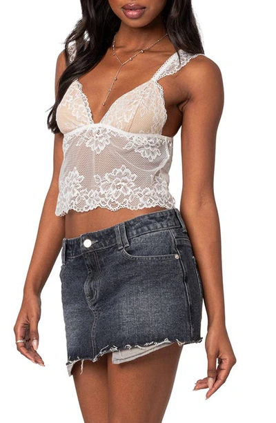 Edikted Eleanor Sheer Lace Camisole In White