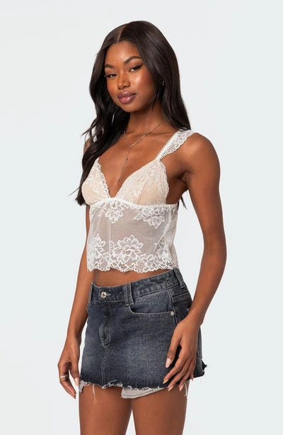 Edikted Eleanor Sheer Lace Camisole In White