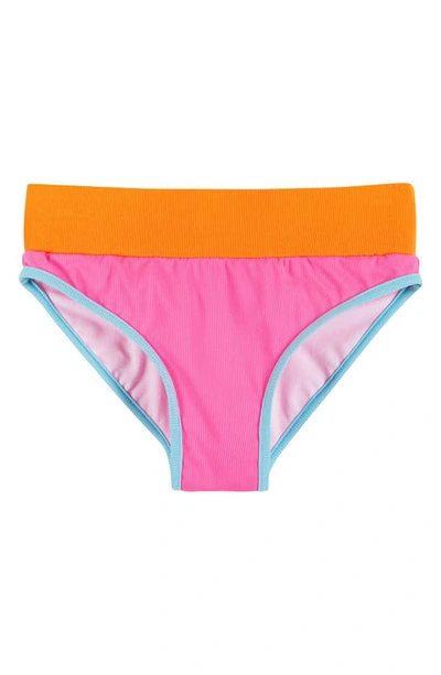 Shop Andy & Evan Kids' Rib Colorblock Two-piece Swimsuit In Pink