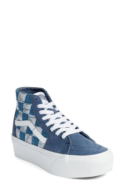 Shop Vans Sk8-hi Tapered Stackform Platform Sneaker In Glimmer Check Vintage Indigo