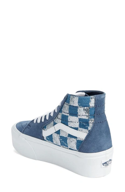 Vans Sk8-hi Tapered Stackform Platform Sneaker In Glimmer Check Vintage Indigo