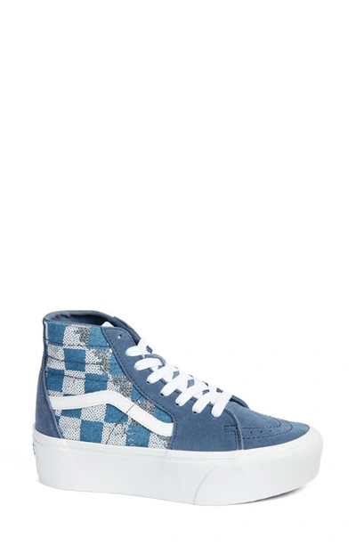 Vans Sk8-hi Tapered Stackform Platform Sneaker In Glimmer Check Vintage Indigo
