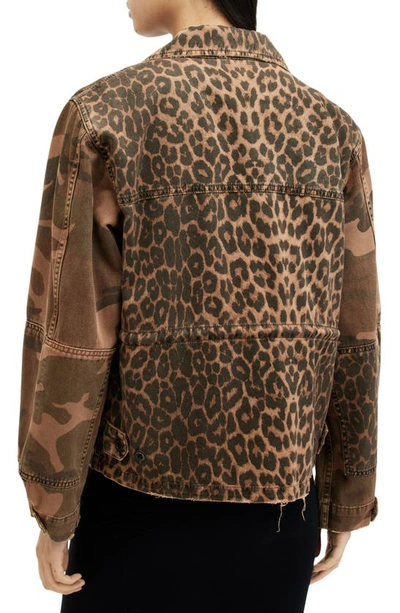 Shop Allsaints Finch Camo Leopard Mixed Print Cotton Jacket In Animal Brown