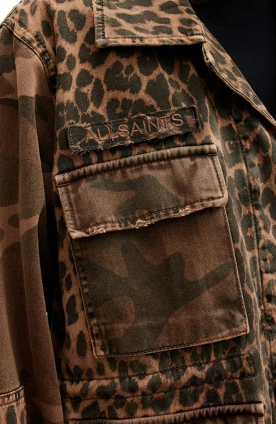 Allsaints Finch Leopard Camouflage Print Jacket In Animal Brown