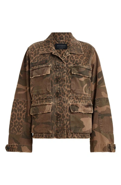 Allsaints Finch Leopard Camouflage Print Jacket In Animal Brown