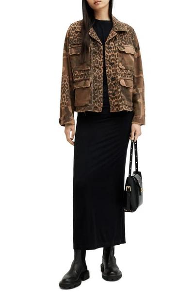 Allsaints Finch Leopard Camouflage Print Jacket In Animal Brown