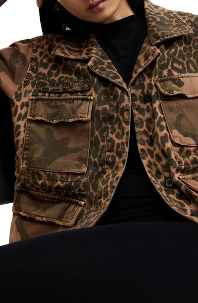 Allsaints Finch Leopard Camouflage Print Jacket In Animal Brown