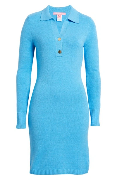Shop Lilly Pulitzer Lizona Long Sleeve Sweater Dress In Lunar Blue