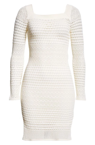 Shop Tom Ford Openwork Long Sleeve Minidress In Off White