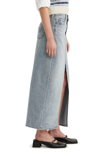 Shop Levi's Ankle Column Denim Skirt In Seraphina Stripe Crown Blue