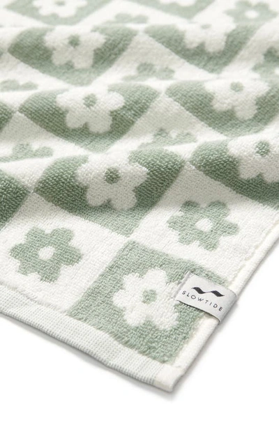 Shop Slowtide Gigi Floral Cotton Bath Towel In Coastal Mist