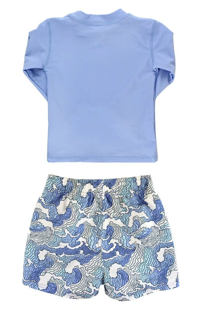 Ruggedbutts Ocean Long Sleeve Two-piece Rashguard Swimsuit In Periwinkle