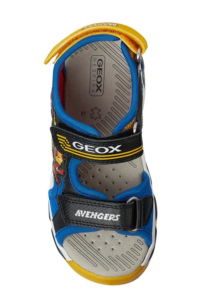 Shop Geox X Marvel Kids' Android Sandal In Black Blue