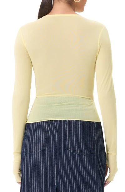 Shop Afrm Cane Tie Front Mesh Panel Top In Buttercup