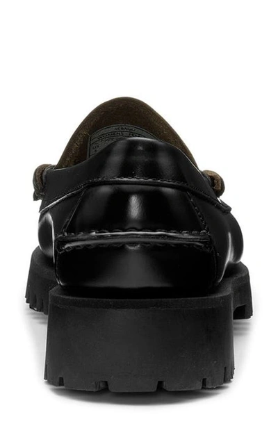 Shop Sebago Dan Lug Waterproof Platform Loafer In Black/ White