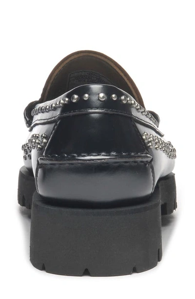 Shop Sebago Dan Stud Lug Platform Loafer In Black/ White