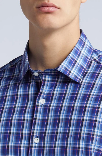 Shop Scott Barber Plaid Button-up Shirt In Navy