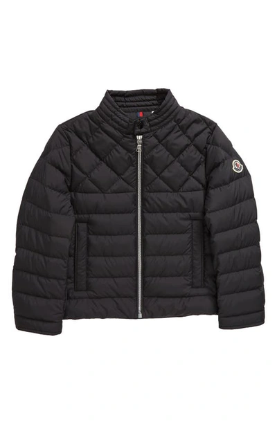 Shop Moncler Kids' Clean The Quilted Down Biker Jacket In Black