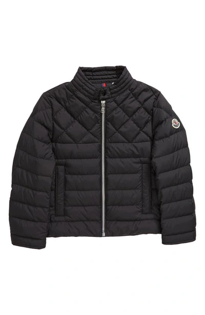 Moncler Kids' Clean The Quilted Down Biker Jacket In Black