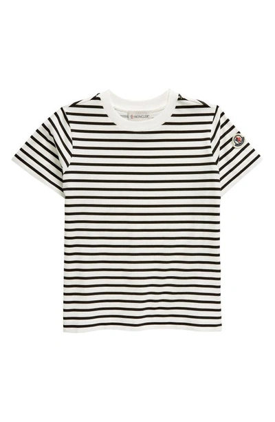 Shop Moncler Kids' Stripe Cotton T-shirt In Blue
