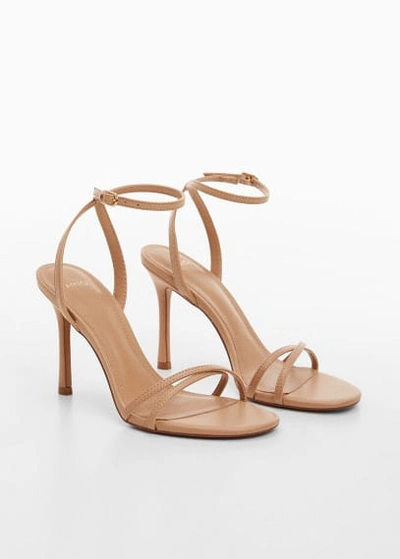 Shop Mango Strappy Heeled Sandals Nude