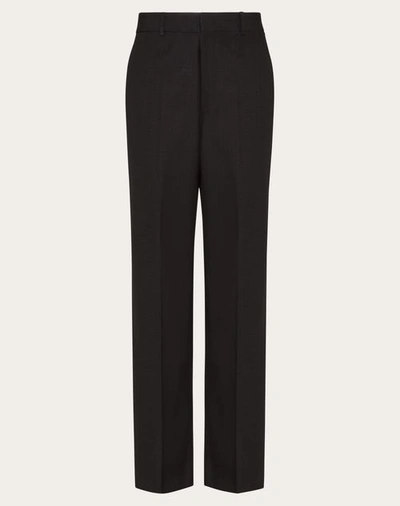 Shop Valentino Silk Shantung Trousers In Black