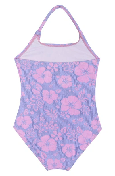 Shop Andy & Evan Kids' Floral Halter One-piece Swimsuit In Purple Floral