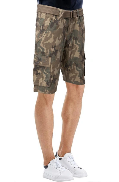X-ray Men's Belted Twill Tape Detail Cargo Short In Desert Camo