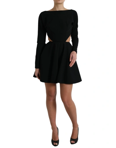 Shop Dolce & Gabbana Elegant Cut Out A-line Mini Women's Dress In Black