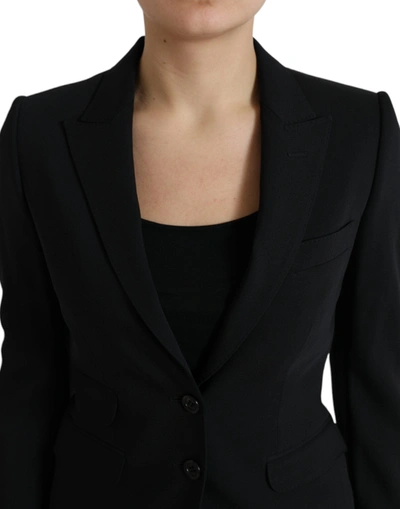 Shop Dolce & Gabbana Chic Wool Blend Peak Lapel Women's Blazer In Black