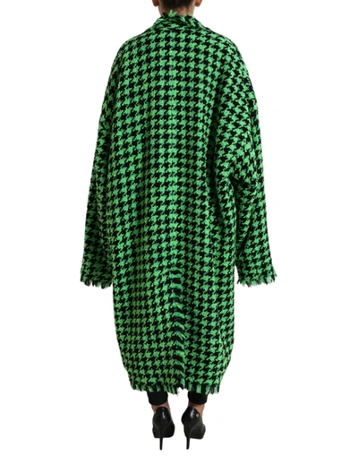 Shop Dolce & Gabbana Elegant Green Houndstooth Trench Women's Coat