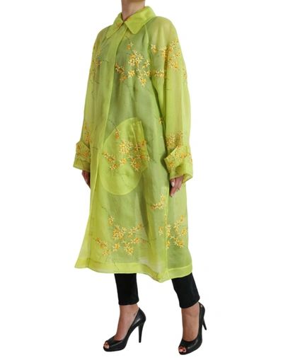 Shop Dolce & Gabbana Elegant Floral Embroidered Silk Women's Jacket In Green