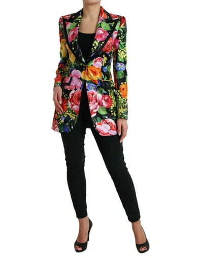 Shop Dolce & Gabbana Elegant Multicolor Silk Blend Floral Women's Blazer