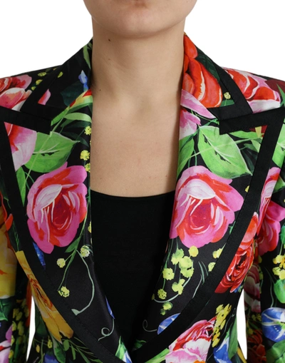 Shop Dolce & Gabbana Elegant Multicolor Silk Blend Floral Women's Blazer