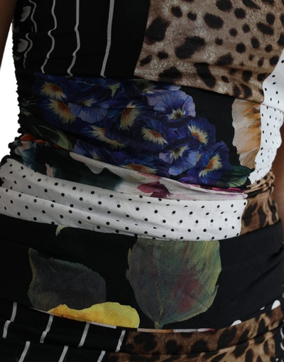 Shop Dolce & Gabbana Elegant Patchwork Silk Midi Women's Dress In Multicolor