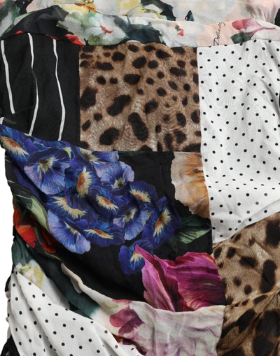 Shop Dolce & Gabbana Elegant Patchwork Silk Midi Women's Dress In Multicolor