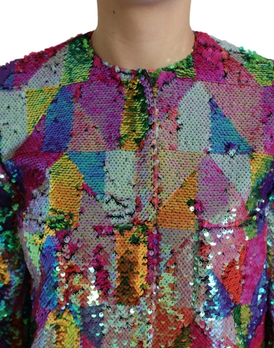 Shop Dolce & Gabbana Multicolor Sequined Long Women's Jacket