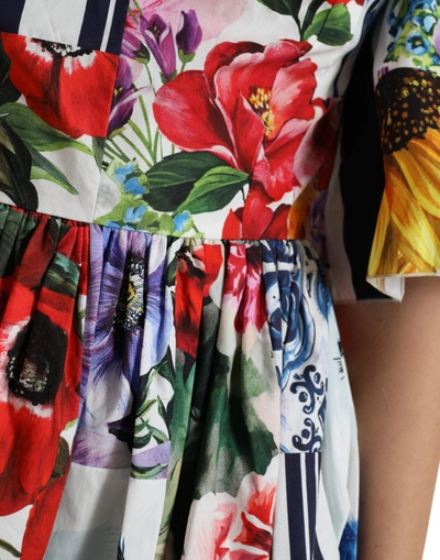 Shop Dolce & Gabbana Elegant Striped Floral Mini Women's Dress In Multicolor