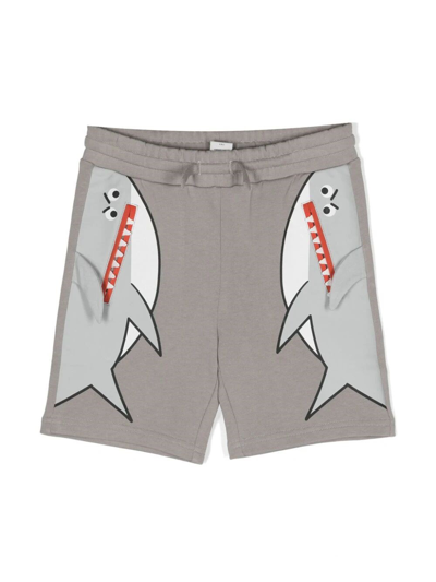 Shop Stella Mccartney Shark-print Shorts In Grey
