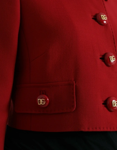 Shop Dolce & Gabbana Red Virgin Wool Cropped Women's Jacket