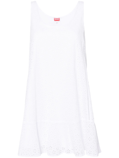Shop Kenzo Short Sleeveless Dress In White