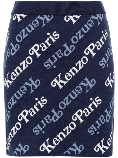 Shop Kenzo Mini Skirt With Inlay In Blue