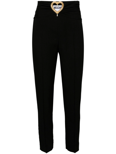 Shop Moschino Tailored Trousers With Cut-out Details In Black