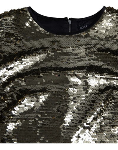 Shop Dolce & Gabbana Elegant Silver Sequined Mini Women's Dress