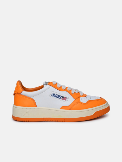 Shop Autry 'medalist' Orange Leather Sneakers